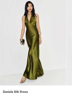 Reformation Daniela Silk Maxi Dress - Olive